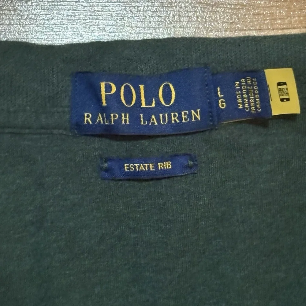 Polo‎ Ralph Lauren Men's Estate-Rib Quarter-Zip Pullover Green Large
